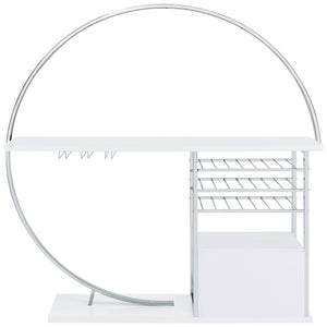 Home Bar - Risley 2-door Circular LED Home Bar with Wine Storage White High Gloss