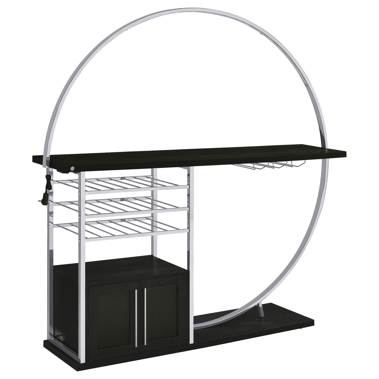 Home Bar - Risley 2-door Circular LED Home Bar with Wine Storage Dark Charcoal