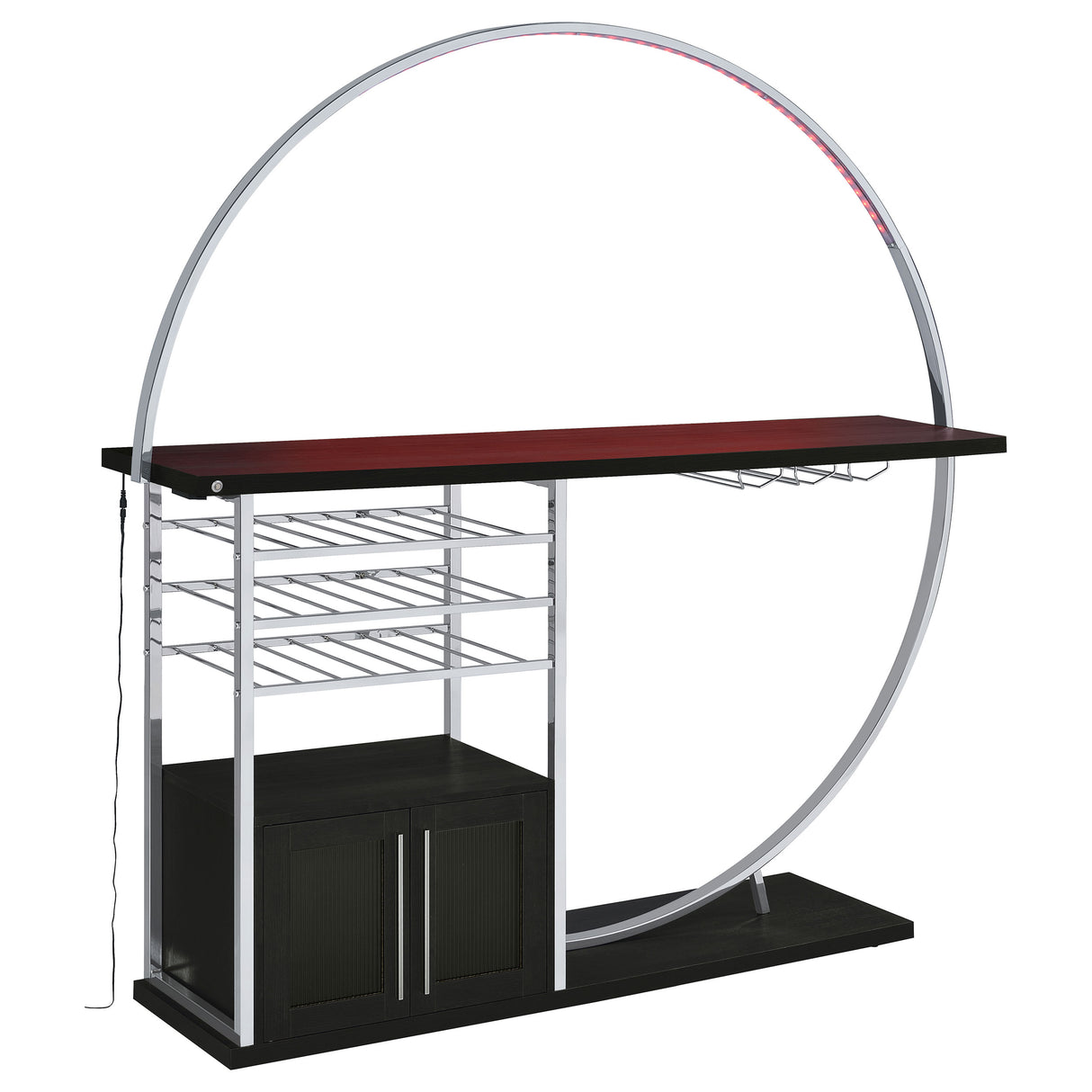 Home Bar - Risley 2-door Circular LED Home Bar with Wine Storage Dark Charcoal