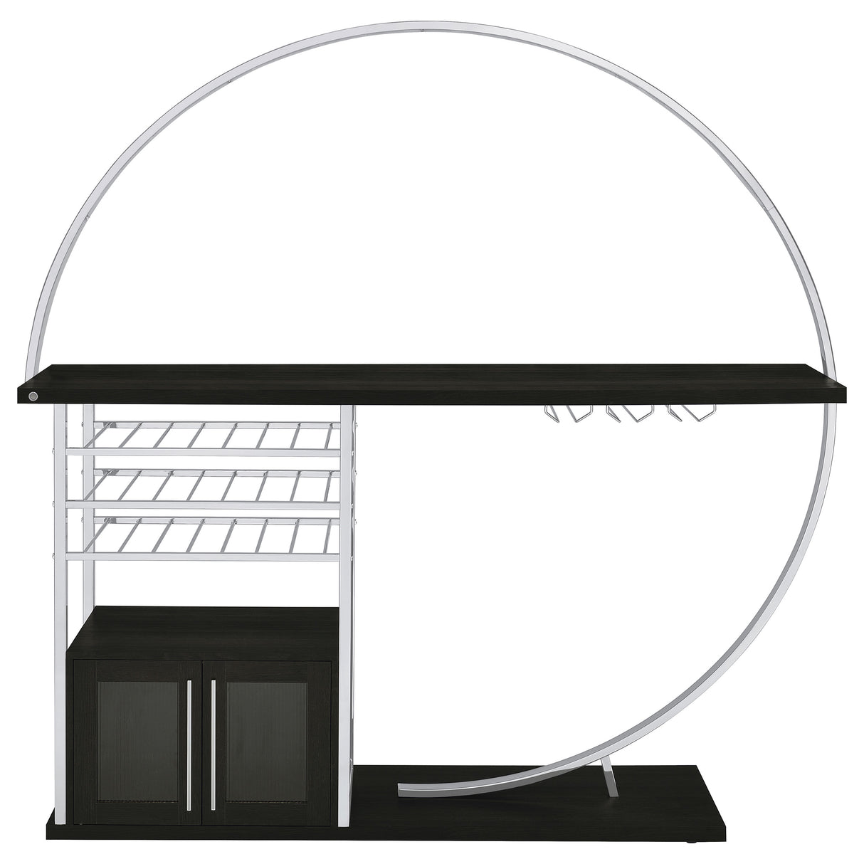 Home Bar - Risley 2-door Circular LED Home Bar with Wine Storage Dark Charcoal