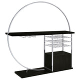 Home Bar - Risley 2-door Circular LED Home Bar with Wine Storage Dark Charcoal