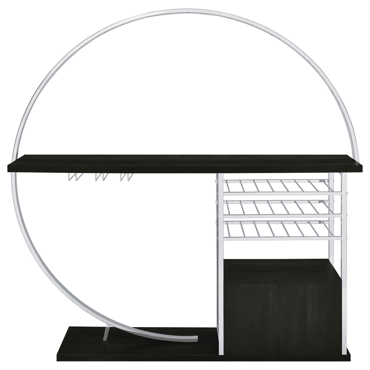 Home Bar - Risley 2-door Circular LED Home Bar with Wine Storage Dark Charcoal