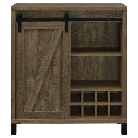 Arlington Bar Cabinet with Sliding Door Rustic Oak | Coaster - 182852 - Home Elegance USA - 2