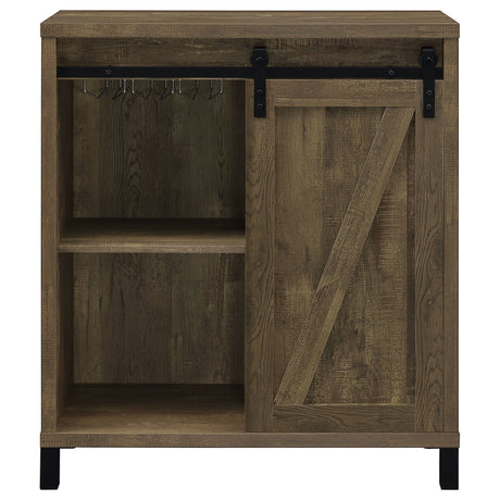 Arlington Bar Cabinet with Sliding Door Rustic Oak | Coaster - 182852 - Home Elegance USA - 3