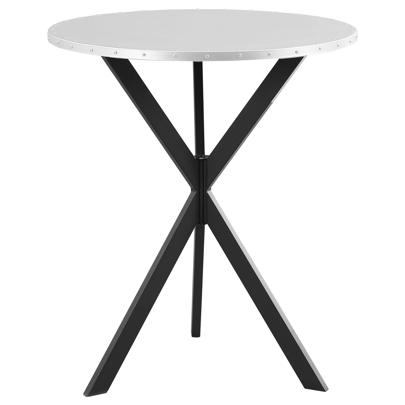 Bar Table - Kenzo Round Metal Top Bar Table Silver and Sandy Black