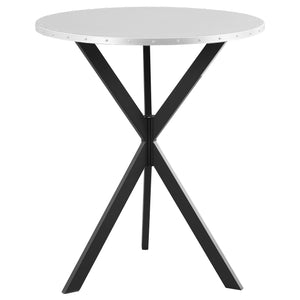 Bar Table - Kenzo Round Metal Top Bar Table Silver and Sandy Black