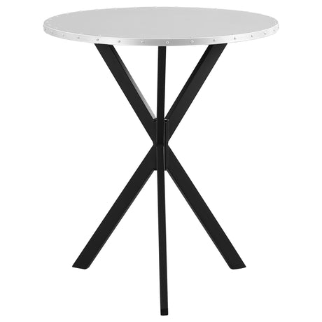 Bar Table - Kenzo Round Metal Top Bar Table Silver and Sandy Black