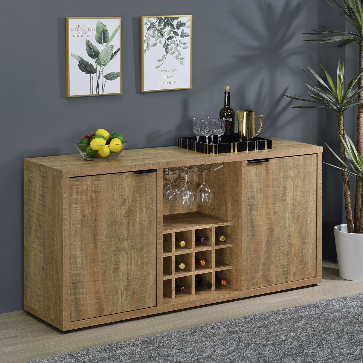 Sideboard - Jamestown 2-door Dining Sideboard Buffet with Wine Storage Mango Brown