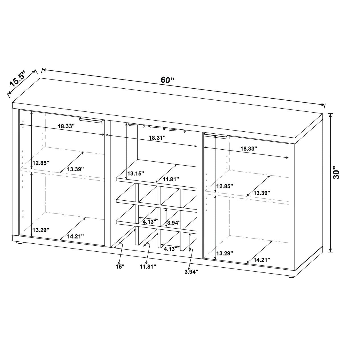 Sideboard - Jamestown 2-door Dining Sideboard Buffet with Wine Storage Mango Brown