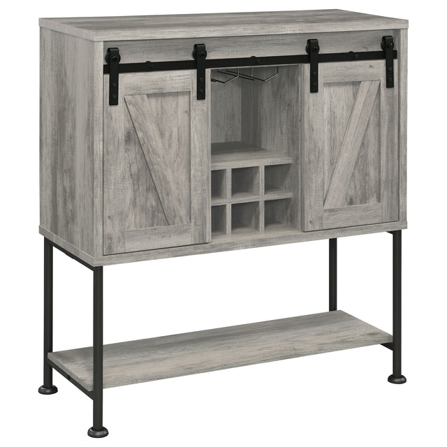 Bar Cabinet - Claremont Sliding Door Bar Cabinet with Lower Shelf Grey Driftwood