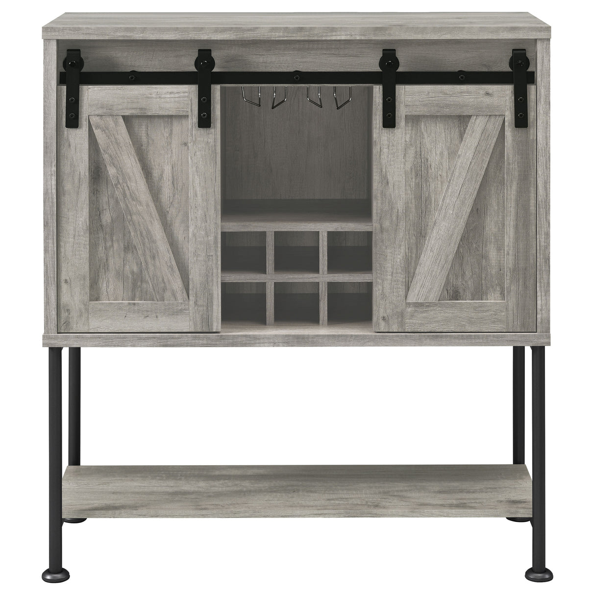 Bar Cabinet - Claremont Sliding Door Bar Cabinet with Lower Shelf Grey Driftwood