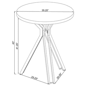 Bar Table - Edgerton Round Wood Top Bar Table Dark Oak and Chrome