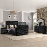 Encore Modern Style Tufted and Upholstered Queen 4PC Bedroom set made with wood in Black (NJ Inventory)