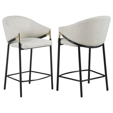 Counter Stool - Chadwick Sloped Arm Counter Height Stools Beige and Glossy Black (Set of 2)