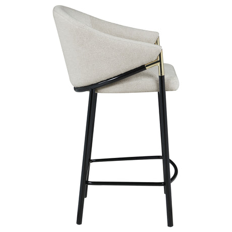 Counter Stool - Chadwick Sloped Arm Counter Height Stools Beige and Glossy Black (Set of 2)