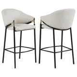 Bar Stool - Chadwick Sloped Arm Bar Stools Beige and Glossy Black (Set of 2)