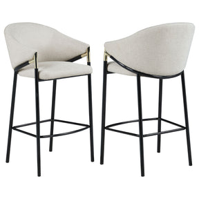 Bar Stool - Chadwick Sloped Arm Bar Stools Beige and Glossy Black (Set of 2)