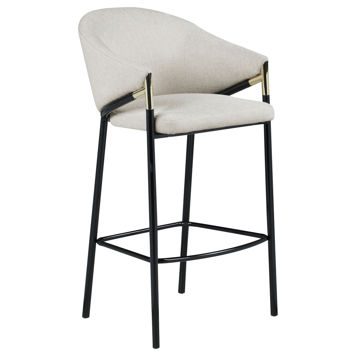 Bar Stool - Chadwick Sloped Arm Bar Stools Beige and Glossy Black (Set of 2)