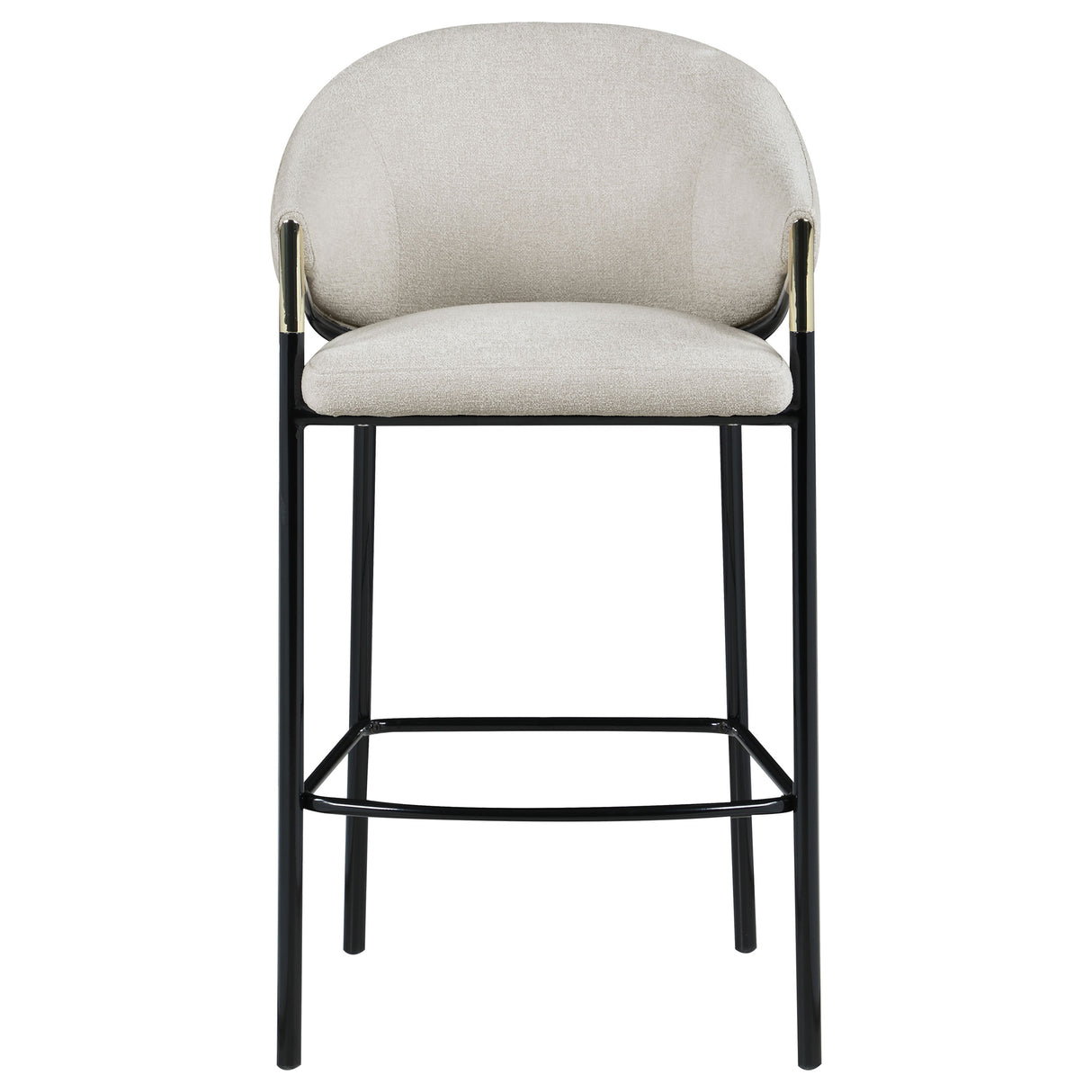 Bar Stool - Chadwick Sloped Arm Bar Stools Beige and Glossy Black (Set of 2)