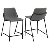 Counter Stool - Earnest Solid Back Upholstered Counter Height Stools Grey and Black (Set of 2)