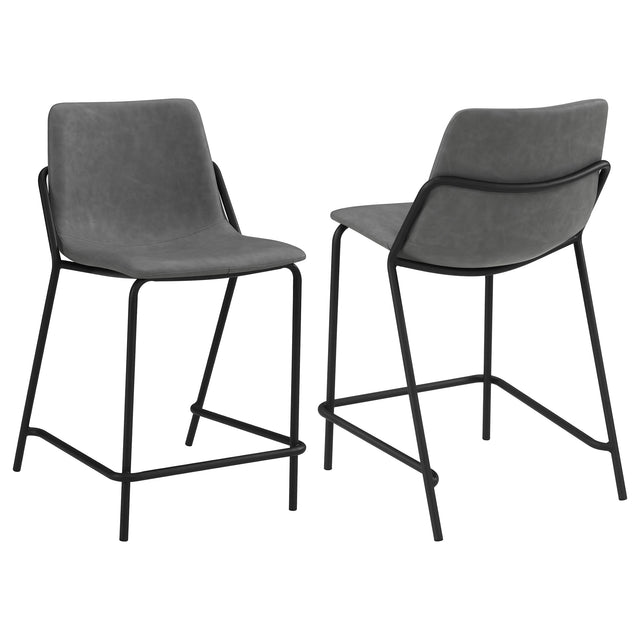 Counter Stool - Earnest Solid Back Upholstered Counter Height Stools Grey and Black (Set of 2)