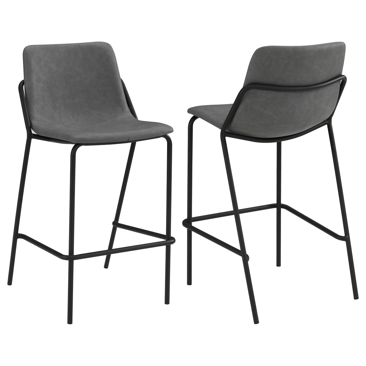 Bar Stool - Earnest Solid Back Upholstered Bar Stools Grey and Black (Set of 2)