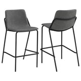 Bar Stool - Earnest Solid Back Upholstered Bar Stools Grey and Black (Set of 2)