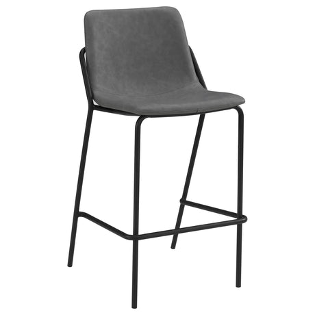 Bar Stool - Earnest Solid Back Upholstered Bar Stools Grey and Black (Set of 2)