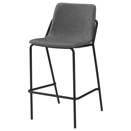 Bar Stool - Earnest Solid Back Upholstered Bar Stools Grey and Black (Set of 2)