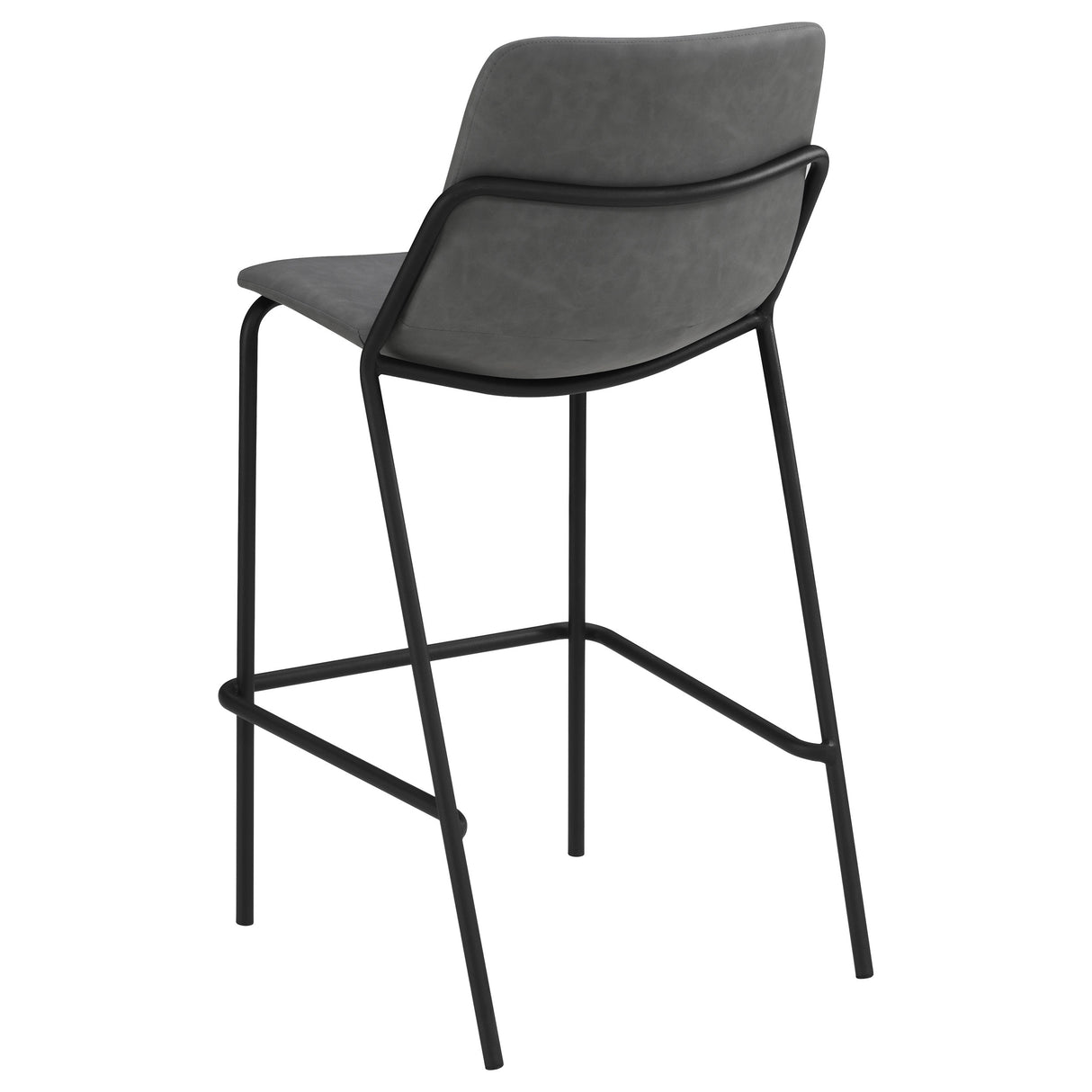 Bar Stool - Earnest Solid Back Upholstered Bar Stools Grey and Black (Set of 2)