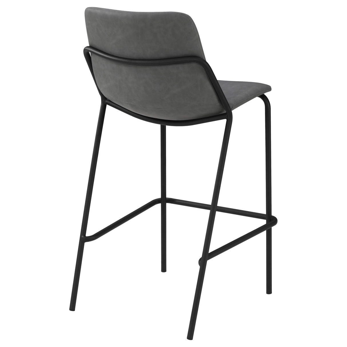 Bar Stool - Earnest Solid Back Upholstered Bar Stools Grey and Black (Set of 2)