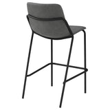 Bar Stool - Earnest Solid Back Upholstered Bar Stools Grey and Black (Set of 2)