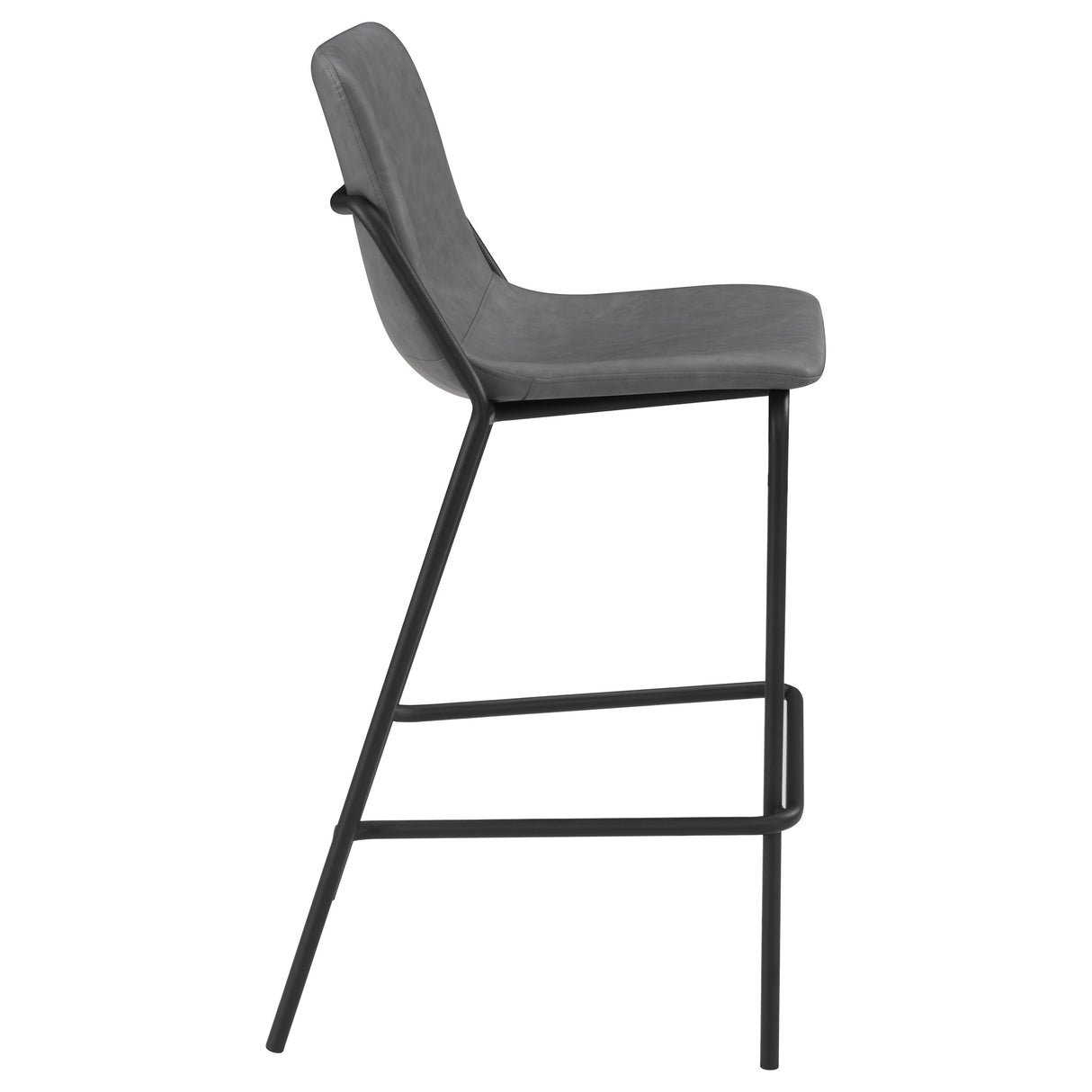 Bar Stool - Earnest Solid Back Upholstered Bar Stools Grey and Black (Set of 2)