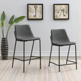 Bar Stool - Earnest Solid Back Upholstered Bar Stools Grey and Black (Set of 2)