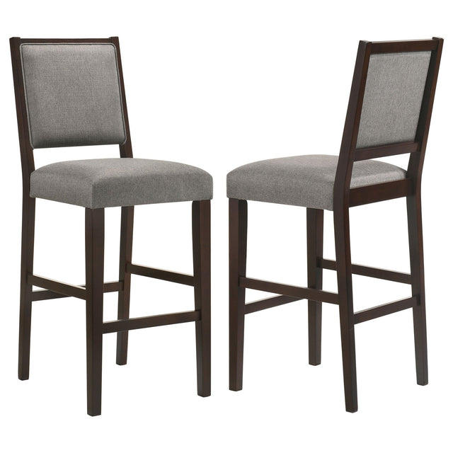 Bedford Upholstered Open Back Bar Stools with Footrest (Set of 2) Grey and Espresso | Coaster - 183472 - Home Elegance USA - 1