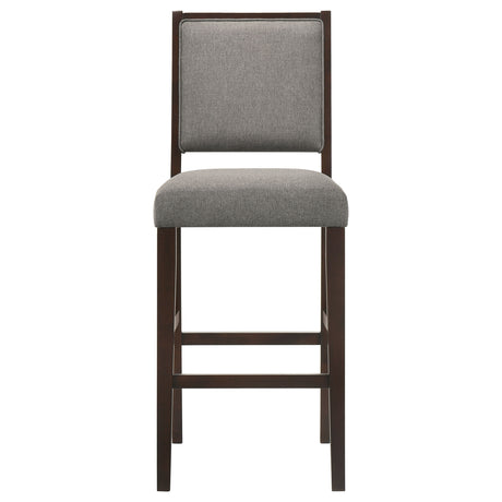 Bar Stool - Bedford Upholstered Open Back Bar Stools with Footrest (Set of 2) Grey and Espresso