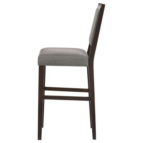 Bar Stool - Bedford Upholstered Open Back Bar Stools with Footrest (Set of 2) Grey and Espresso