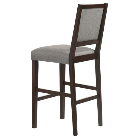 Bar Stool - Bedford Upholstered Open Back Bar Stools with Footrest (Set of 2) Grey and Espresso