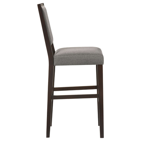 Bar Stool - Bedford Upholstered Open Back Bar Stools with Footrest (Set of 2) Grey and Espresso