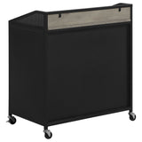 Bar Cabinet - Arlette Wine Cabinet with Wire Mesh Doors Grey Wash and Sandy Black