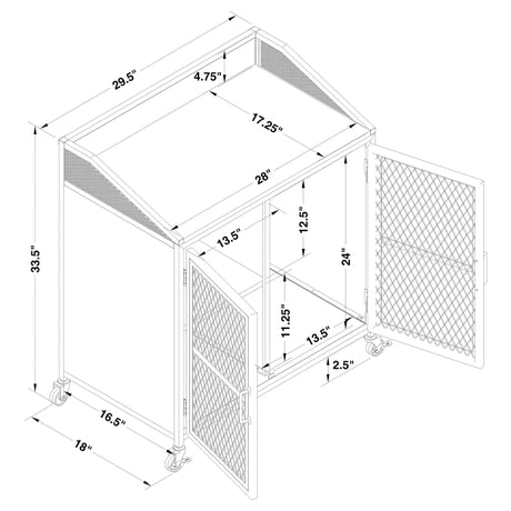 Arlette Wine Cabinet with Wire Mesh Doors Grey Wash and Sandy Black | Coaster - 183476 - Home Elegance USA - 13