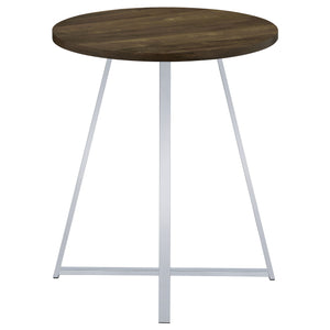 Bar Table - Burkhart Sled Base Round Bar Table Brown Oak and Chrome