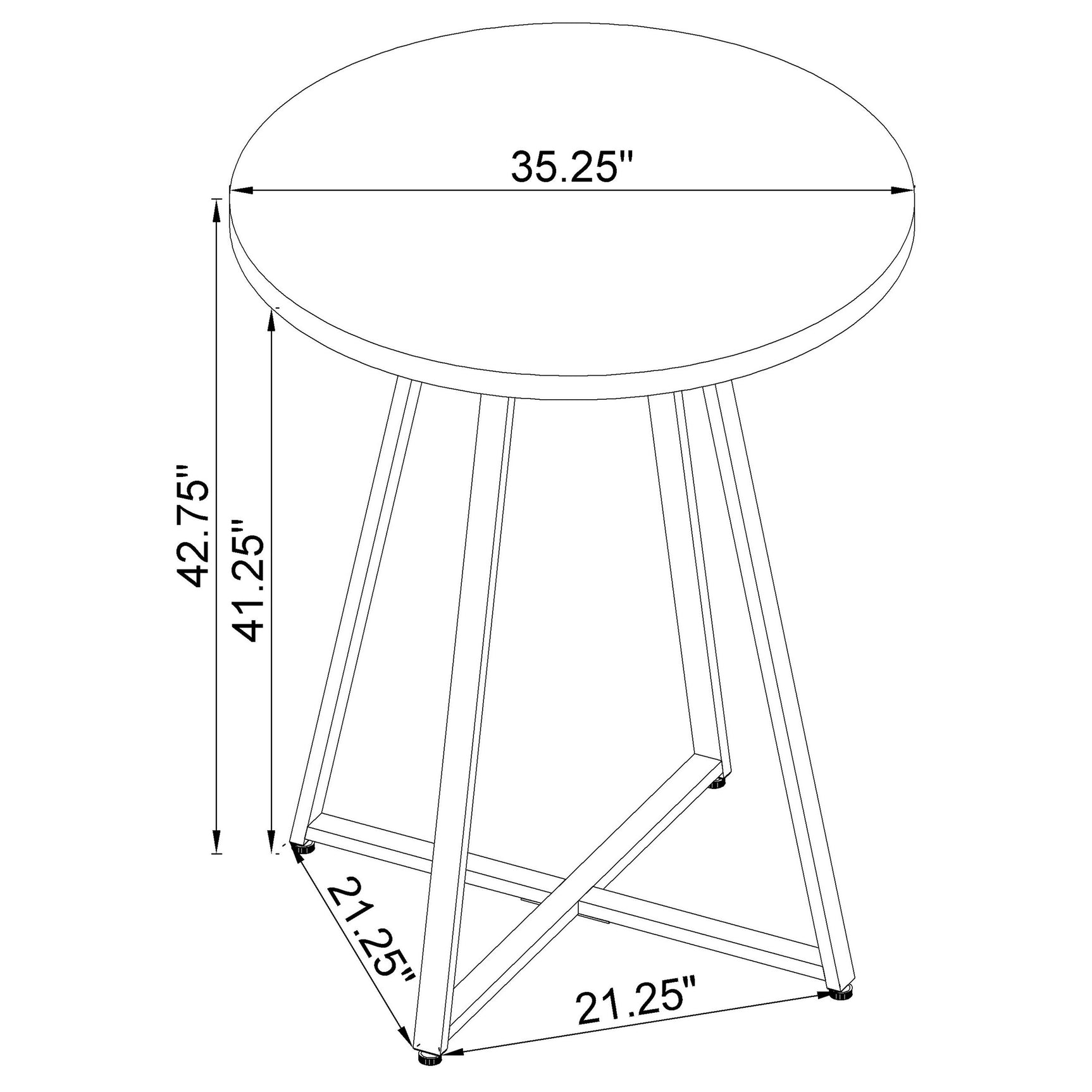 Bar Table - Burkhart Sled Base Round Bar Table Brown Oak and Chrome