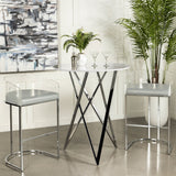 Bar Table - Bexter Faux Marble Round Top Bar Table White and Chrome