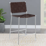 Adelaide Upholstered Counter Height Stool with Open Back Brown and Chrome | Coaster | Home Elegance USA