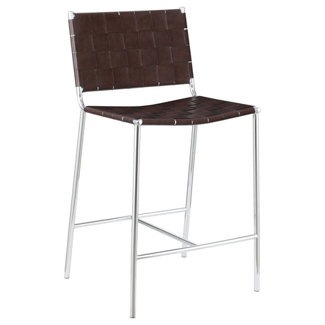 Adelaide Upholstered Counter Height Stool with Open Back Brown and Chrome | Coaster - 183583 - Home Elegance USA - 1