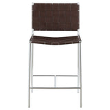 Adelaide Upholstered Counter Height Stool with Open Back Brown and Chrome | Coaster | Home Elegance USA