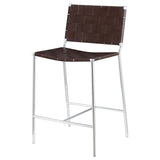 Adelaide Upholstered Counter Height Stool with Open Back Brown and Chrome | Coaster | Home Elegance USA