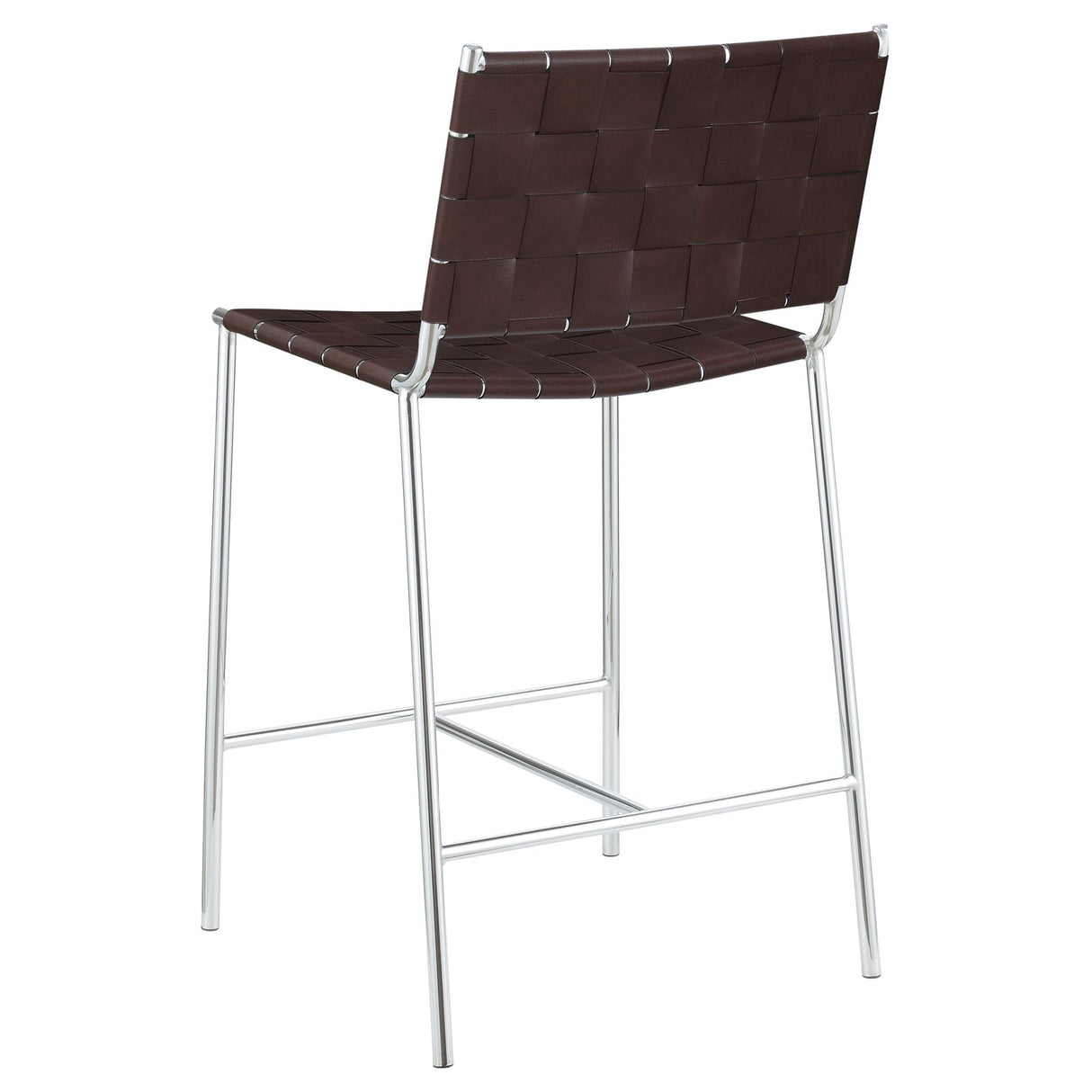 Adelaide Upholstered Counter Height Stool with Open Back Brown and Chrome | Coaster | Home Elegance USA