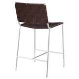 Adelaide Upholstered Counter Height Stool with Open Back Brown and Chrome | Coaster | Home Elegance USA